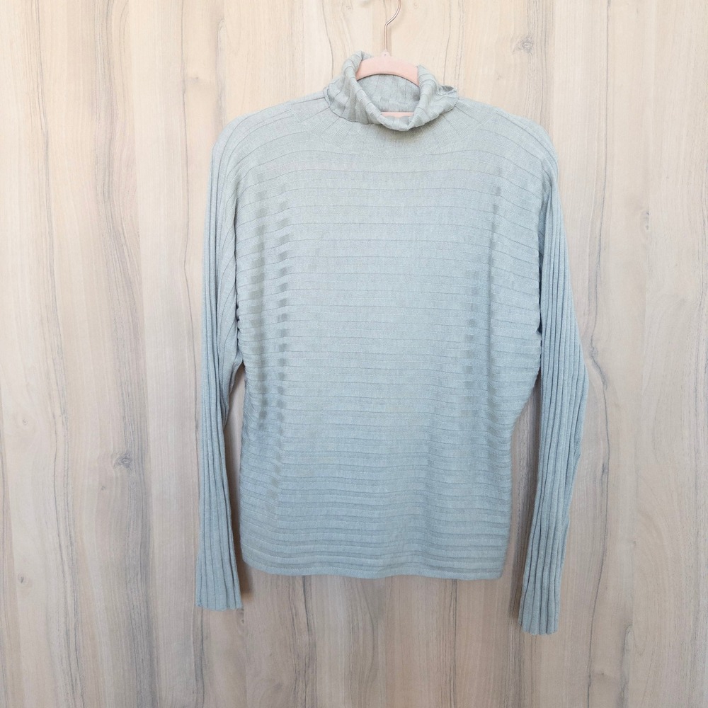 Stitches & Stripes Women Sweater S Gray Ribbed Turtleneck Minimal Quiet Luxury